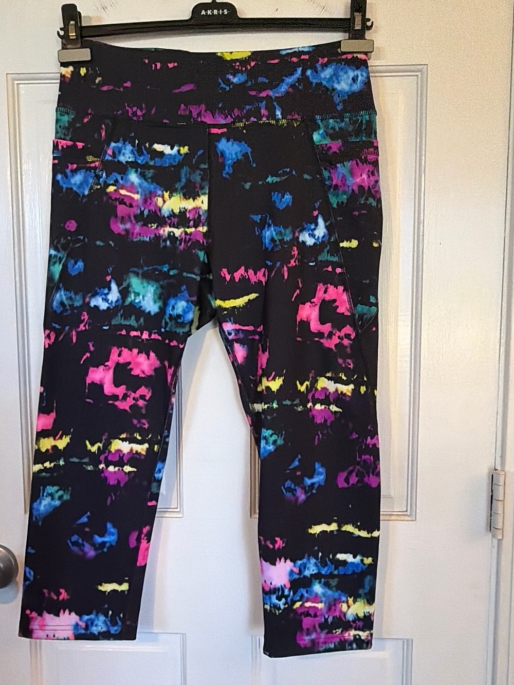 Fila Black Leggings with Neon Multicolor Splash Print